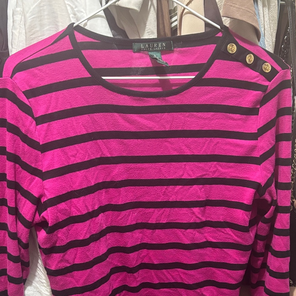 Ralph Lauren Pink and Black Striped Shirt